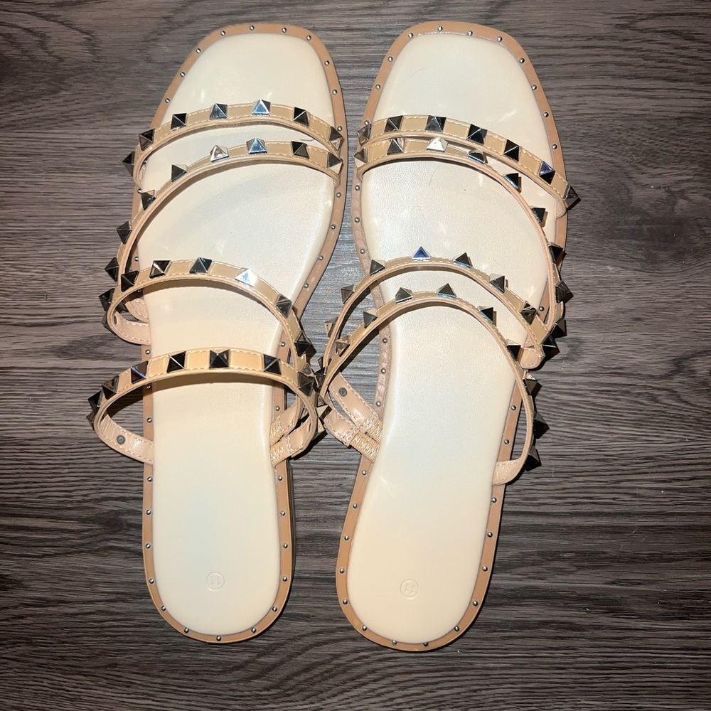 Studded nude sandals 11